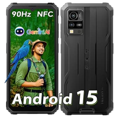 Blackview BV4800SE Movil Irrompible Android 15, 12GB+64GB (2TB TF) Móvil Rugerizado, 6.56" HD+ 90Hz, 16MP Camera, Face ID/Dual 4G SIM/NFC/T615 Octa-core/OTG/285g/13.5mm/Gemini AI/Movil Resistente(NFC)