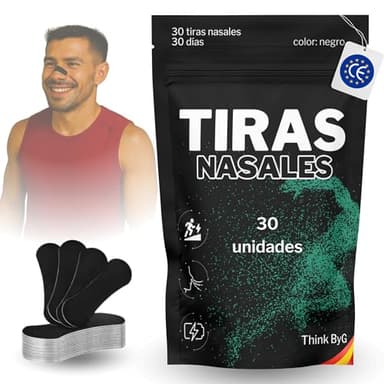 30 Tiras Nasales Antironquidos para Dormir – Alta Adhesión Resistente al Sudor – Dilatador Nasal Deportivo para Respirar Mejor y Mejorar el Rendimiento