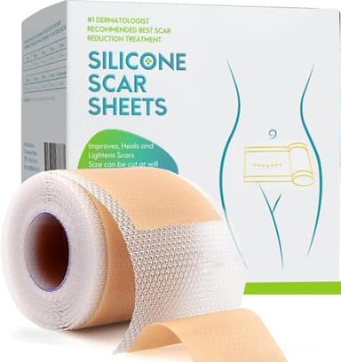 Parches Cicatrizantes Premium (4cm X 5 Metros) - Reductor de Cicatrices – Láminas de Silicona de Grado Médico Profesionales Reduce y Previene Cicatrices Hipertróficas o Queloides - Quemaduras y Cortes