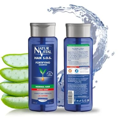NaturVital - Champú Anticaída, Sin Parabenos, Colorantes ni Siliconas, Champú Natural para Cabellos Normales, Estimula el Crecimiento del Cabello, para Hombres y Mujeres, 300ml