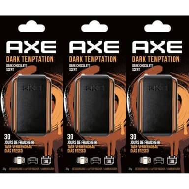 AXE Pack de 3 Ambientador de Coche para Rejilla, Fragancia Dark Temptation, 30 Días de Frescura Intensa, Diseño Elegante, Discreto y Duradero para un Viaje Refrescante y Sofisticado