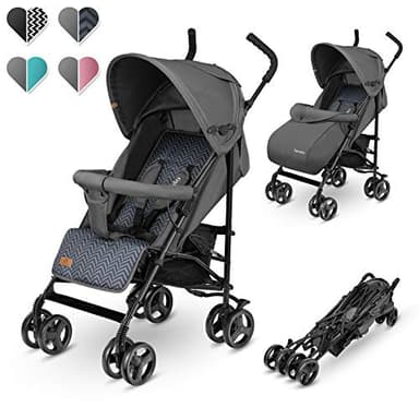 LIONELO Silla de Paseo Ligera Elia para Bebés hasta 15 kg, Carrito de Bebé Plegable con Asiento Reclinable, Capota XXL, de 6 a 36 Meses