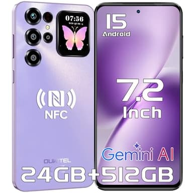 OUKITEL C68 PLUS Telefonos Movil Libres, 7,2" HD+ 120Hz Teléfono Móvil, 24(8+16)GB+512GB/TF 1TB Smartphone, Batería 6000mAh Movil Android 15, Cámara 64MP, Dual SIM/GPS/NFC/Fingerprint/Face ID, Morado