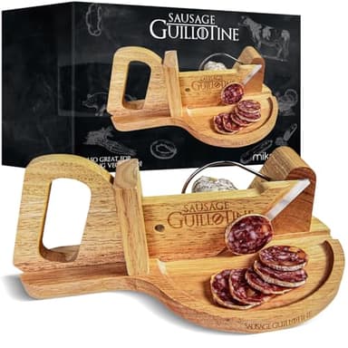 mikamax - Guillotina de salchicha - Guillotina para cortar embutidos, verduras y queso - Madera sólida