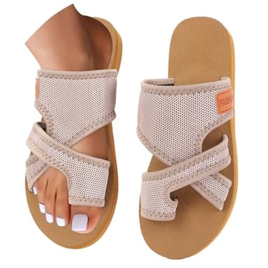 2025 Sandalias Ortopedicas Mujer Verano Cómodos Fascitis Plantar Punta Abierta Moda Antideslizantes Deportivas Chanclas de Dedo Ortopedicas Mesh Zapatos de Playa Piscina Caminar Chancletas Flip Flop
