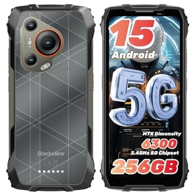 Blackview BL7000 AI 5G Movil Irrompible Android 15-24GB+256GB (TF 2TB), 6.78" 2K 120Hz Smartphone, 50MP+32MP, Visión Nocturna 20MP, 5G Dual SIM/NFC/GPS/OTG/Face ID/Dimensity 6300 Movil Resistente