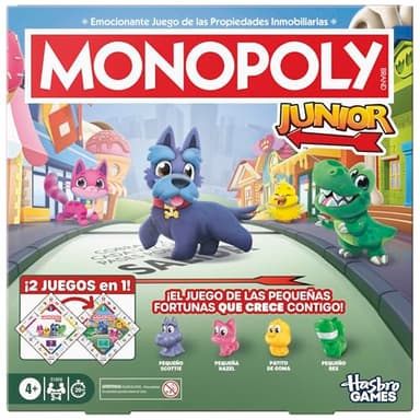 Juego de Mesa Monopoly Junior (Edición 2026) | 2 Juegos en 1 para niños pequeños, Tablero de 2 Caras | A Partir de 4 años | 2-4 Jugadores | 20 min. | Regalos preescolares - Versión en español