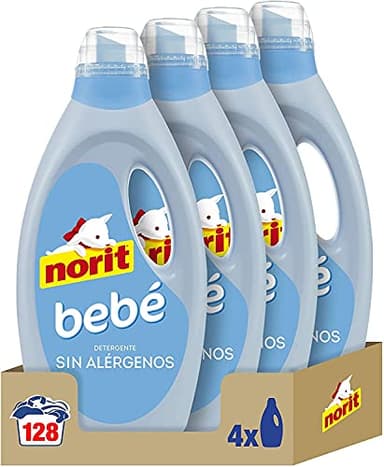NORIT Bebé - Detergente Líquido para Ropa de Bebé, Pieles Sensibles y Atópicas - Pack de 4 Unidades de 1125 Mililitros, 4500 Mililitros