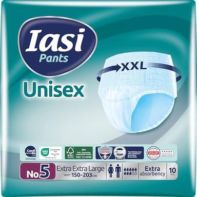 IASI Pants UNISEX Alta Protección, 10 Bragas Absorbentes Desechables, Absorción EXTRA, Talla XXL, 10 Unidades