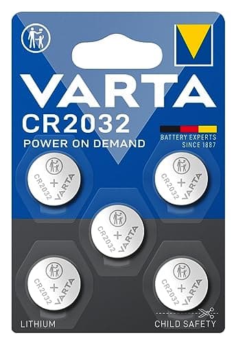 VARTA Pilas de Botón CR2032 de litio, paquete de 5, Power on Demand, Lithium, 3V, embalaje seguro para niños, para dispositivos Smart Home, llaves de coche