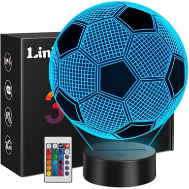 Regalo de Futbol para Niños 8 10 Años, 3D Lámpara Luz Nocturna Infantil con Control Remoto, Regalo para 7 9 11 12 Niños, Niño, Ideas Regalo para Comunión Cumpleaños Navidad Adolescentes