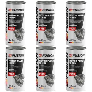 ProFusion Aditivo de Aceite Limpiador de Motores Pack de 6 x 443 ml – Limpiador Interno para Motores Gasolina y Diésel – Limpieza del Sistema de Lubricación y Segmentos del Pistón – F105 Motor Flush