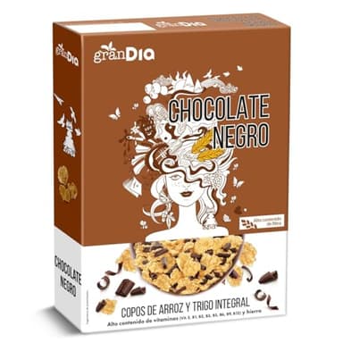 DIA GRANDIA copos de arroz y trigo integral con chocolate negro paquete 300 gr