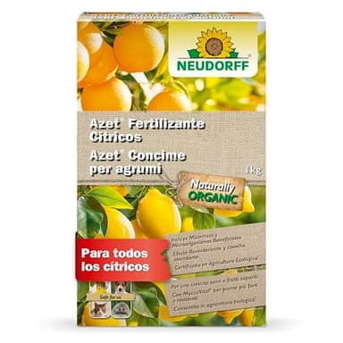 Neudorff Azet Fertilizante Cítricos – Fertilizante orgánico de liberación lenta con micorrizas para frutas sabrosas como limones u naranjas, 1 kg