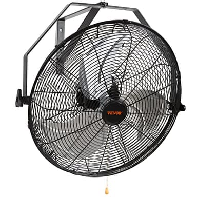 VEVOR Ventilador de Montaje en Pared, 44,6 cm, 3 Velocidades de Alta Velocidad Máx. 4150 CFM, Ventilador de Pared Industrial Oscilante Impermeable, Comercial o Residencial para Almacén, Patio, Negro