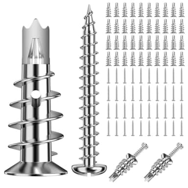 Lixiluxia 40 Piezas Tacos para Pladur con Tornillo, Tornillos Autotaladrantes, Taco para Cartón Yeso, Anclajes de Fijación in Metálicas, para Montaje en Hormigón, Ladrillo, Placas de Yeso