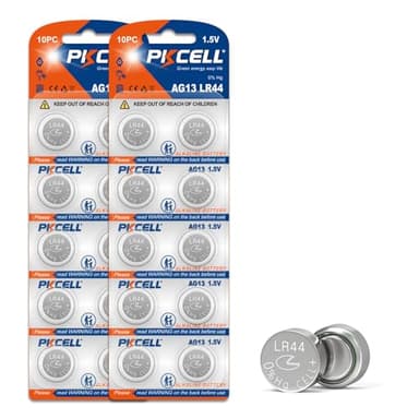 LR44 AG13 Pilas alcalinas 1,5V 158mAh para Juguetes,Libros Musicales,termómetros,Paquete de 20,PKCELL