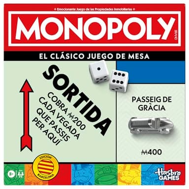 Juego de Mesa Monopoly con Bandeja de Almacenamiento y peones Grandes - Versión catalana en español