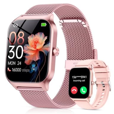 CASCHO Reloj Inteligente Mujer,1.85" HD Smartwatch con Llamadas,120+ Modos Deportes, Monitor Cardiaco y Sueño, Whatsapp Llamadas Bluetooth, Regalo Mujer, Android/iOS, Oro Rosa