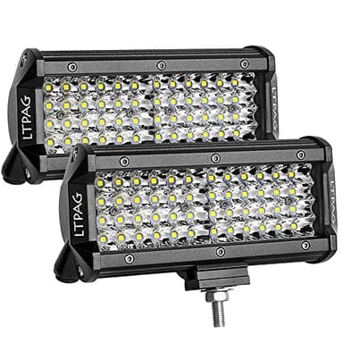 LTPAG 2pcs Focos LED Tractor, 7" 288W 28800LM Faros Trabajo 12V-24V Barra IP68 Impermeable Luz de Niebla Para Coche, SUV, UTV, ATV, Off-road, Camión, Moto, Barco - Garantía de 2 Años