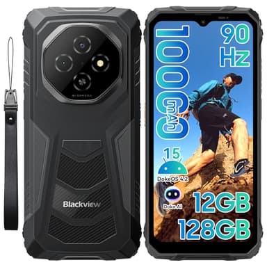 Blackview Fort 1 Android 15 Movil irrompible - Batería 10000mAh, 12GB RAM+128GB ROM/TF 2TB Mobile Rugged, 6.56" HD+ 90Hz Teléfono Movil, Gemini AI/NFC/OTG/GPS/3 Ranuras/IP68&IP69K/390g