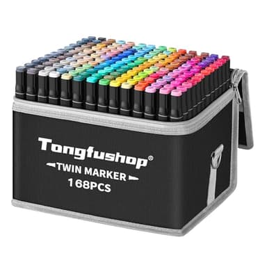 Tongfushop Rotulador de 168 Colores, Rotuladores Alcohol Doble Punta, 2S Secado Rápido Permanent Marcadores Base Alcohol con Bolsa de Almacenamiento y Espaciador para Niños, Adultos Cómics, Colorear