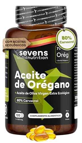 Aceite de Orégano Cápsulas Orgánico - 80% de Carvacrol - Con Aceite de Oliva Virgen Extra Ecológico para Mejor Absorción - Apoyo al Sistema Inmunitario- 120 Cápsulas de Orégano - Origanum vulgare L.