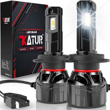 KATUR Bombilla H7 LED 120W 30000LM, 700% Brillo Bombillas H7 LED 6000K Xenon Blanco Plug and Play Mini Tamaño 1:1 Alta Eficiencia Sistema de Refrigeración Bombilla LED H7, 2 Piezas