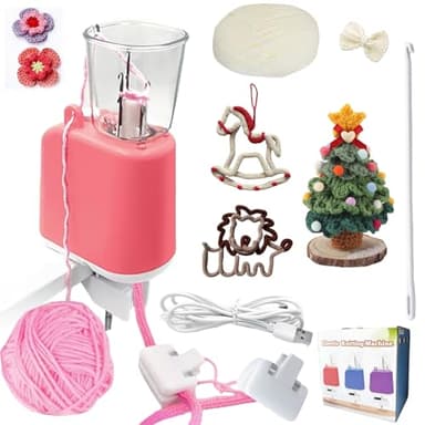 Tricotin Automático, Muy Eficiente, Mini Molino de Tejer, Cuerda Decorativa para Tejer, Máquina de Tejer, Incluye hilo y caja de regalo., Fácil Aplicación para Principiantes, Rosa