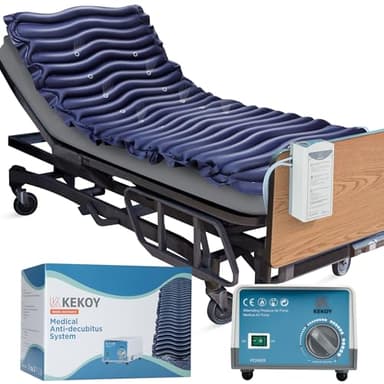 Kekoy Colchón Antiescaras a Presión Alternada: Impermeable, Bomba Silenciosa, con Microventilaciones | Prevención de Escaras para Hospitales, Hogares, Camas Médicas - 190 x 90 cm (Azul)
