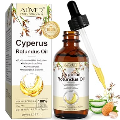 Cyperus Rotundus - Aceite de depilación 100% puro natural para la depilación corporal y facial para mujeres, reduce el crecimiento no deseado de vello después de la barba, reduce los poros, hidrata