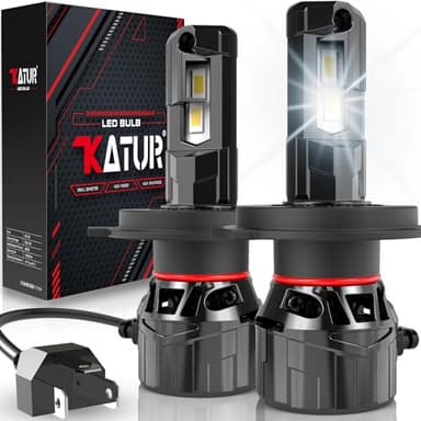 KATUR Bombilla H4 LED 120W 30000LM, 700% Brillo Bombillas H4 LED 6000K Xenon Blanco Plug and Play Mini Tamaño 1:1 Alta Eficiencia Sistema de Refrigeración Bombilla LED H4 9003 HB2 Hi/Lo, 2 Piezas