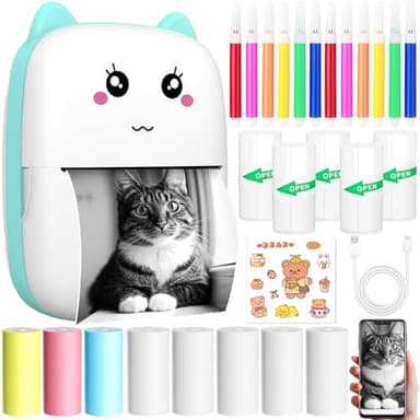 KDISHKRA Mini Impresora Térmica Portátil - Impresora Bluetooth Sin Tinta para Móvil, Imprime Fotos, Notas, Etiquetas, Listas, Pegatinas, Páginas Web - Regalo Creativo DIY para Niñas y Estudiantes