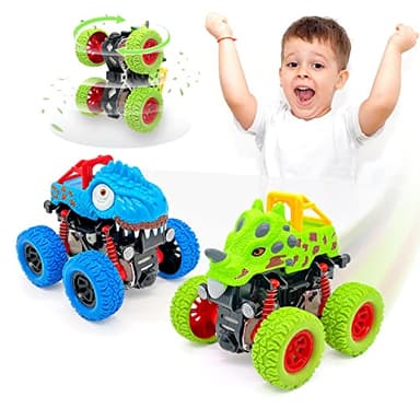 AESTEMON Coches para Niños 2 Años, Pack de 2 Dinosaurios Coches Juguetes Niños 2 3 Años con Impulsados Fricción, Monster Truck Coches Cars Camion Juguete Regalos Niños 2 3 4 5 Años