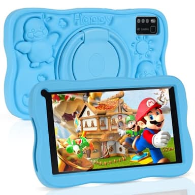 SUMTAB Newest Tablet Niños 7 Pulgadas, Android Tablet,8GB RAM 64GB ROM (mpliable 256 GB), GMS Certified, Pantalla IPS HD, Control Parental, Tableta educativa para niños con Funda EV(Azul)