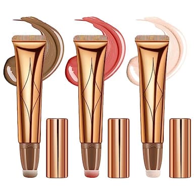 Nivofu 3PCS Contouring Maquillaje Barra, Iluminador en Barra Cremoso con Aplicadora Incorporada, Colorete líquido para mejilla, Contour Stick Iluminador, Varita de Belleza Líquida para Contorno