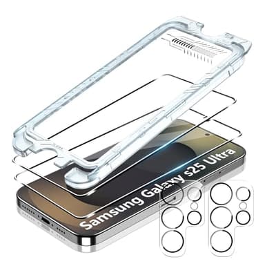 FDHYFGDY 2+2 Piezas Protector de Pantalla para Samsung Galaxy S25 Ultra Cristal Templado, Protector Pantalla + Película Protectora de cámara, [Sin Polvo, sin Burbujas]