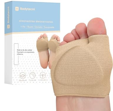 Bodytecni Plantilla Metatarsal con Almohadilla de Gel en el Antepié, Alivia el Dolor y Protege la Zona Plantar - Plantillas Metatarsianas para Pies, Ampollas, Callosidades (Beige, L)