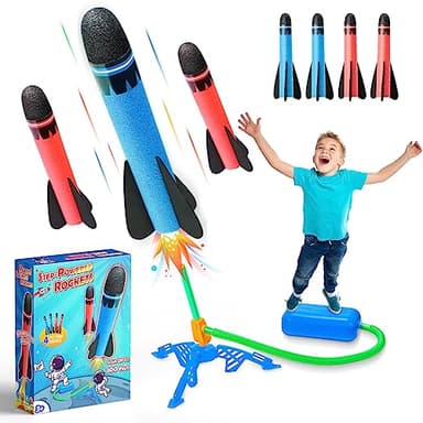 HappyGoLucky Juguetes Niños 3 4 5 6 7 Años, Cohete Juguete Juegos Aire Libre Regalo Niño 3-8 Años Juegos Jardin para Niños Exterior