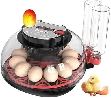 Incubadora de Huevos, Incubadora de 12 Huevos con Volteo Automático de Huevos y Humidificación automática, Incubadora para Huevos de Gallina, Codorniz, Pato, con Lámpara de Huevo