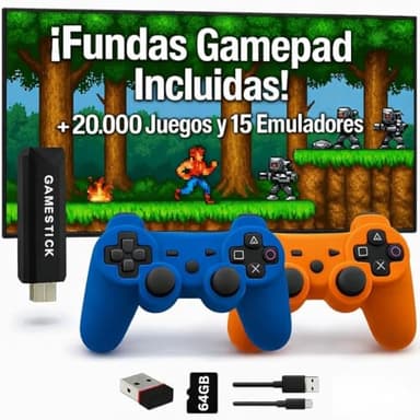 Genérico Consola Retro HDMI incluye 2 Fundas para los Mandos - Videoconsola +20.000 Juegos y 2 Gamepad Inalámbricos 4K Videojuegos Clásicos Arcade Pincho Stick Pinchar y Jugar Sin Internet TV Tele