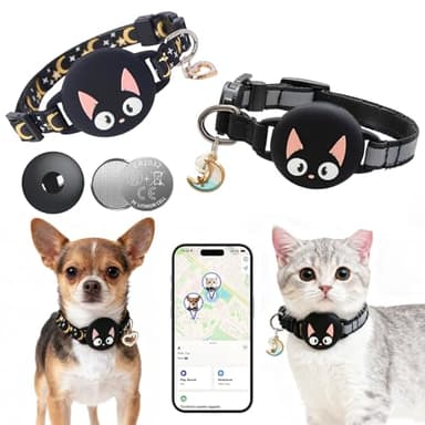 Rastreador GPS para gatos compatible con Apple Find My (solo iOS), etiquetas inteligentes con collar sin suscripción ni tarifa mensual, mini etiquetas de rastreo de mascotas en el aire para