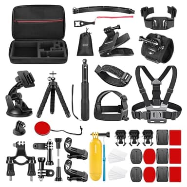 NEEWER Kit de Accesorios para Cámara de Acción 50 en 1 Compatible con GoPro Hero 12 11 10 9 DJI OSMO 4 3 2 Insta360 X3 X2 GO 3 SJCAM DBPOWER AKASO VicTsing APEMAN WiMiUS QUMOX Lightdow Campark Sony