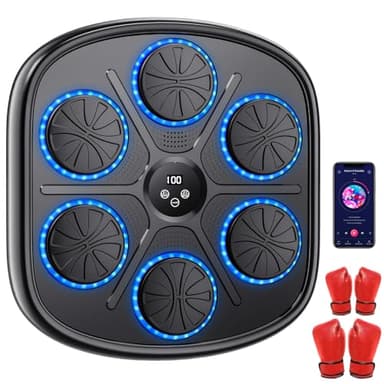 IERAKOR Music Boxing Machine, 2025 Nuevo Máquina de Boxeo Electrónica con 9 Velocidades, 9 Modos de Entrenamiento, Soporta Bluetooth, Conteo Inteligente, LED Boxeo Pared Musical para Niños y Adultos