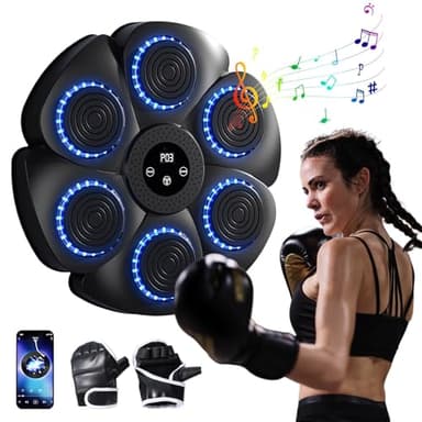 Máquina de Boxeo Musical Bluetooth Inteligente – Maquina Boxeo Musical Pared con Luces RGB, Medidor Automático, 9 Modos de Ritmo, Guantes de Boxeo Incluidos