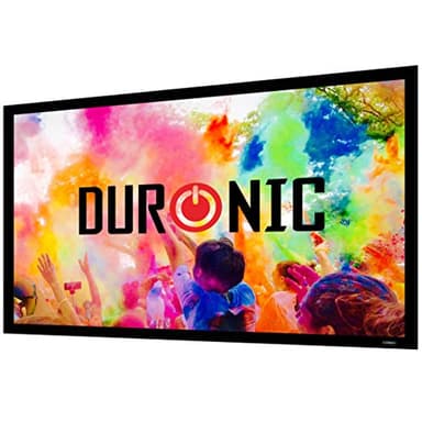 Duronic FFPS100 Pantalla para proyector con Marco para Instalación Fija | 100" y Dimensiones de 221 x 125 cm | Formato 16:9 4K Full HD 3D | Doble Tela y Parte Trasera en Negro | Ganancia +1