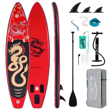FEATH-R-LITE Tabla de Surf Hinchable Stand Up Paddling Sup Board con Remo Ajustable/Bomba/Mochila/Correa/Bolsa Impermeable