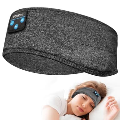 Voerou Diadema Deportiva Para Dormir con Auriculares Ultrafinos Inalambricos Bluetooth con Altavoz para Personas Que Duermen De Lado, Musica, Correr, Entrenar, Viajar