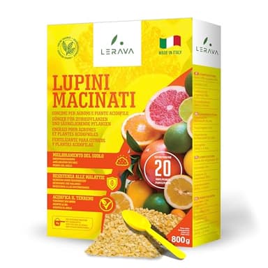 LERAVA Abono Cítricos 800g - Fertilizante Natural de Altramuces Molidos para Limón, Naranjo y Plantas Acidófilas - Ideal para Mandarino, Kumquat y Pomelo - Mejora el Crecimiento y Follaje