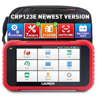 LAUNCH CRP123E V3.0 OBD2 Diagnosis Coche Multimarca Español con 4 Sistemas y 7 Funciones de Reinicio Lector de Código Sistema de Motor ABS SRS Transmisión, Reset de Aceite ETS SAS, WiFi Actualización